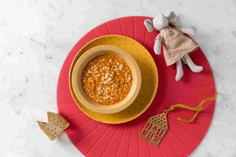 La pastina di Capodanno con brodo di verdura, lenticche e zucca