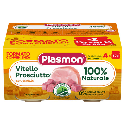 Omogeneizzato Carne Vitello, Prosciutto e Cereale 4x80g