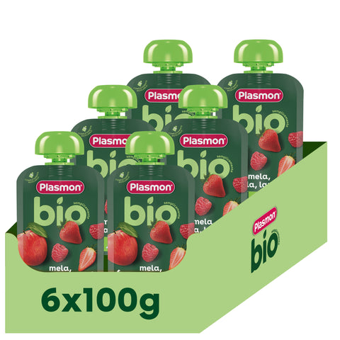 Frullato 100% Frutta Biologica Mela, Fragola e Lampone 6x100g
