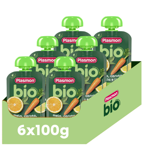 Frullato 100% Frutta Biologica Mela, Carota, Arancia e Limone 6x100g