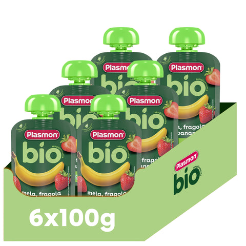 Frullato 100% Frutta Biologica Mela, Banana e Fragola 6x100g