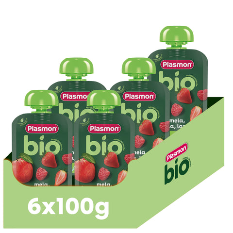 Frullato 100% Frutta Biologica Mela, Fragola e Lampone 6x100g