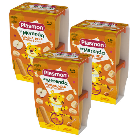 La merenda banana-mela-biscotto-miele,  3  confezioni da 2x120gr 