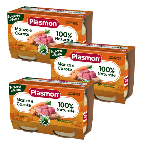 Omogeneizzato Scoperte Di Gusto Manzo e Carote, 3 confezioni da 2x120g