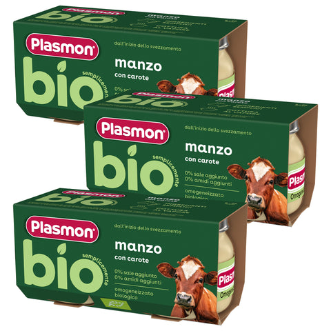 Omogeneizzato Biologico Manzo, 3 confezioni da 2x80g
