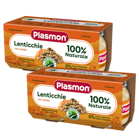 Omogeneizzato Legumi Lenticchie Carote, 2 confezioni da 2x80g
