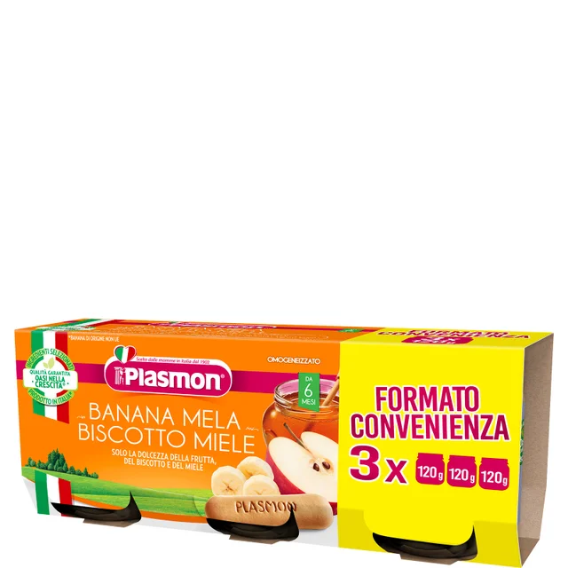 la Merenda Banana Mela Biscotto e Miele 3x120g