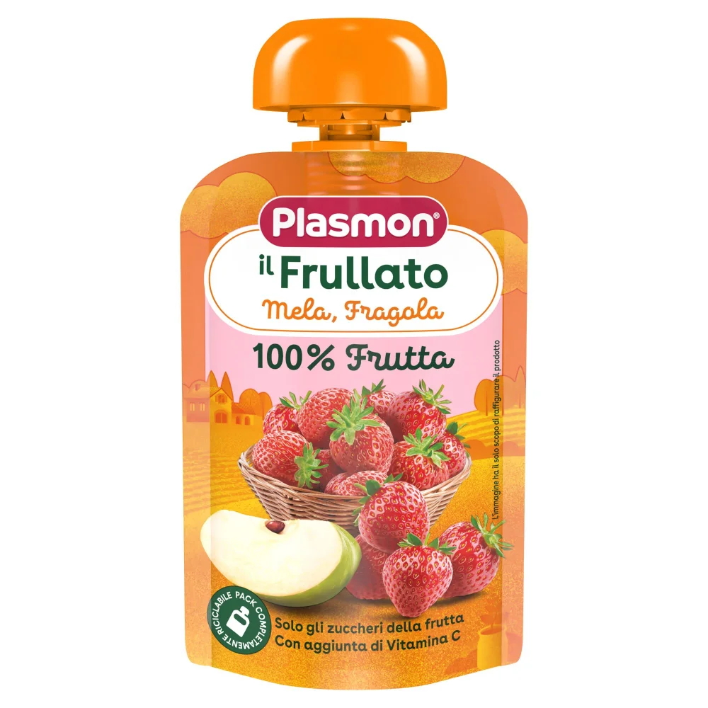 Plasmon Frullato 100% Frutta Mela e Fragola 6x100g Image 1