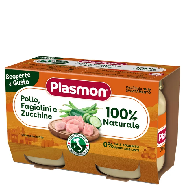 Omogeneizzato Scoperte Di Gusto Pollo, Fagiolini e Zucchine, 3 confezioni da 2x120g