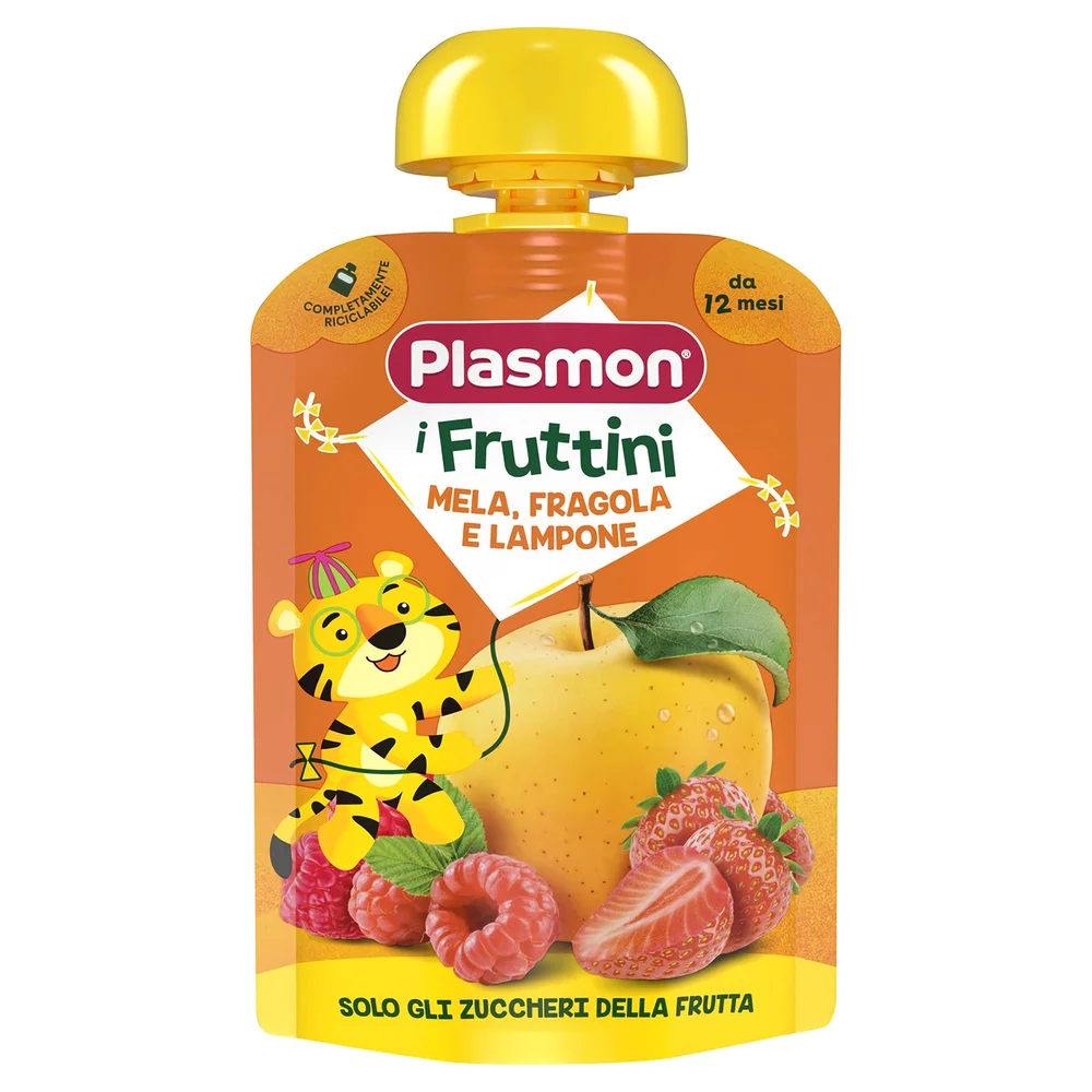 I Fruttini Plasmon Mela, Fragola e Lampone 130g Image 1
