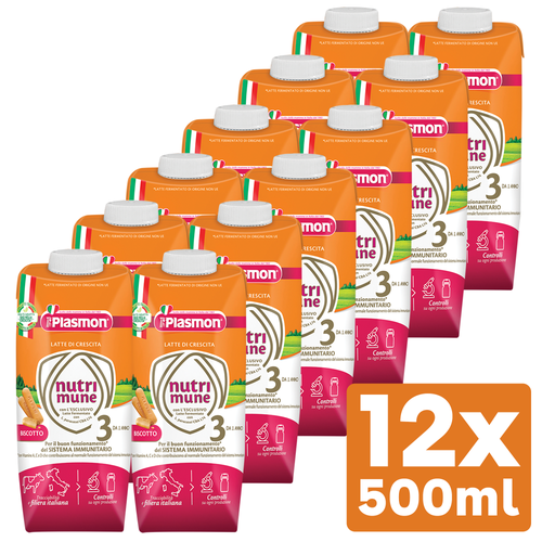 Plasmon Latte di Crescita Nutri-Mune 3 Biscotto 12 x 500 ml Image 2