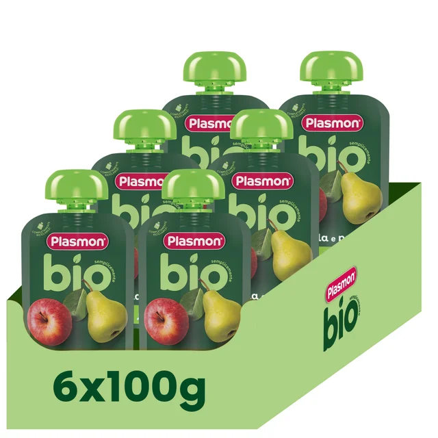 100% Frutta Biologica Mela e Pera 6x100g