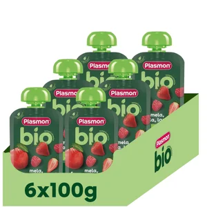 100% Frutta Biologica Mela, Fragola e Lampone 6x100g