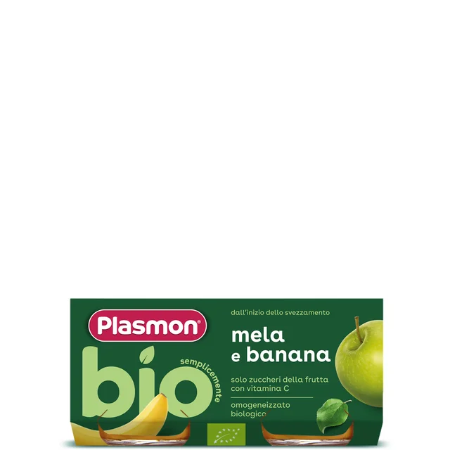 Omogeneizzato Biologico Frutta Banana e Mela, 3 confezioni da 2x80gr