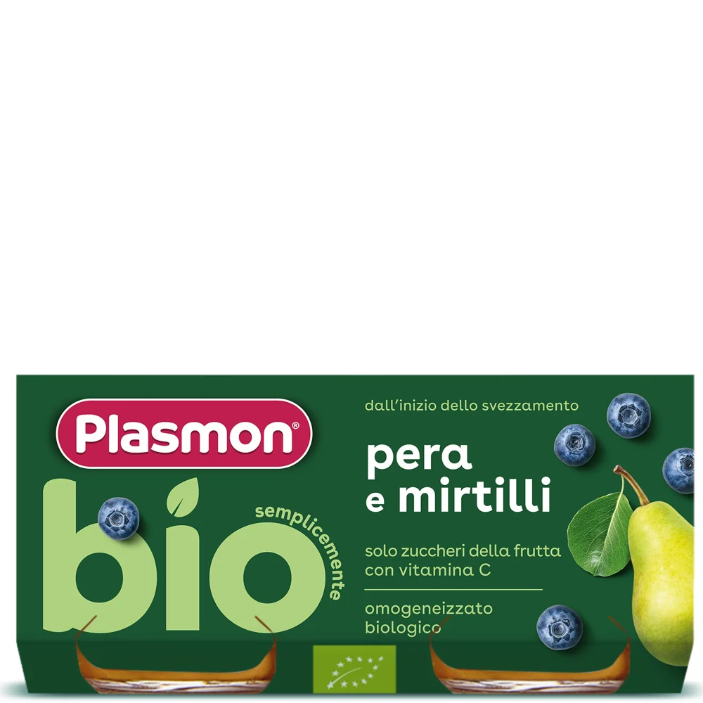 Omogeneizzato Biologico Frutta Pera e Mirtilli , 3 confezioni da 2x80gr Image 1