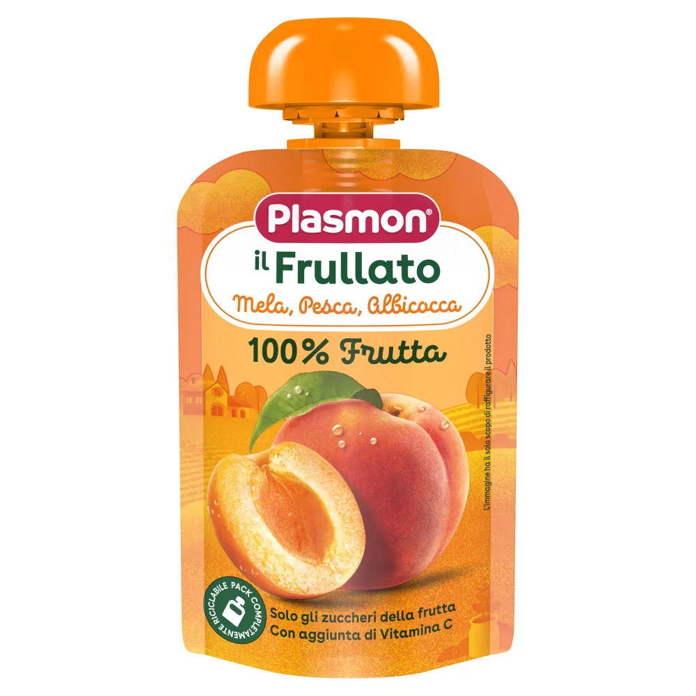 Plasmon Frullato 100% Frutta Mela Albicocca e Pesca 6x100g Image 1