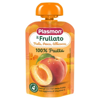 Plasmon Frullato 100% Frutta Mela, Albicocca e Pesca 6 x 100g