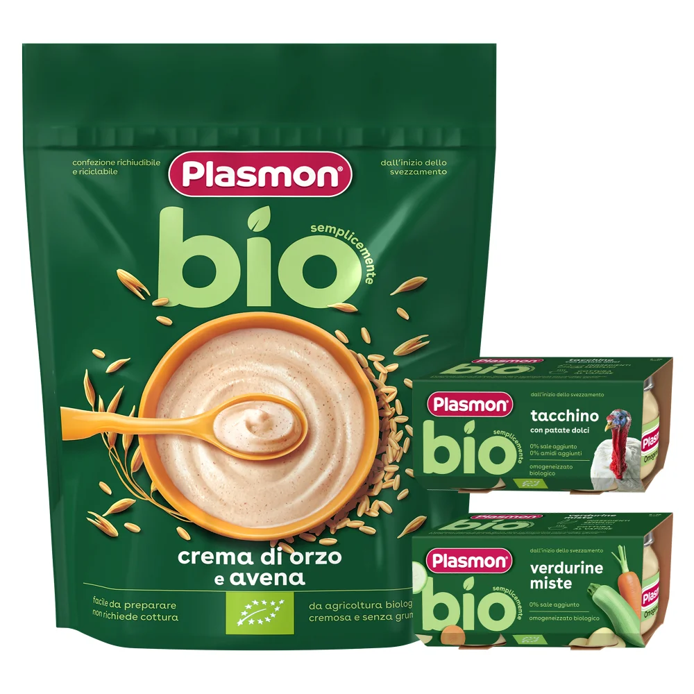 Pappa Bio: Crema biologica di Cereali e Avena, Omogeneizzato biologico Tacchino e Omogeneizzato biologico Verdure Miste
Image 1